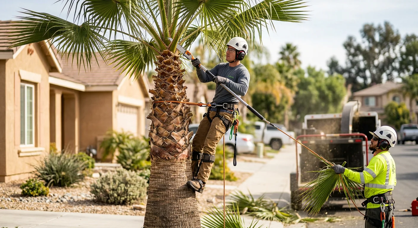 Overgrown tree canopy with deadwood and crossing branches needing pruning at a Burbank home
