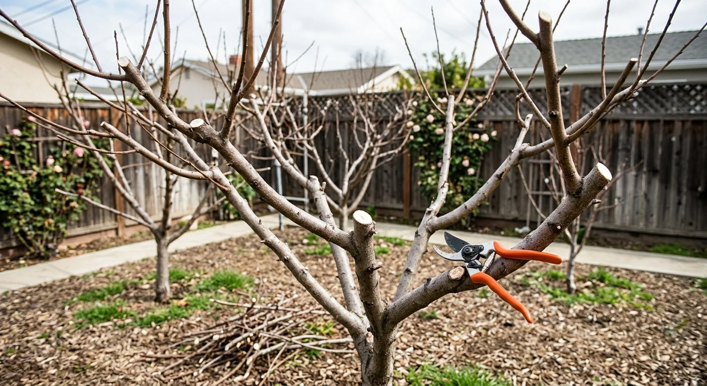 Fruit tree pruning shaping a backyard orchard in Burbank